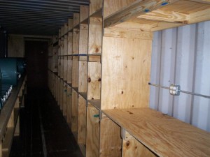 custom shelving shipping container
