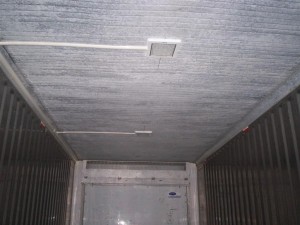 shipping container with metal roof and electrical