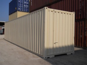 container with a large swinging door