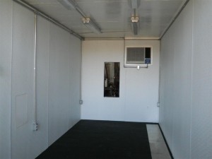 shipping container with sheetrock