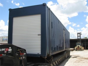used shipping container with garage door