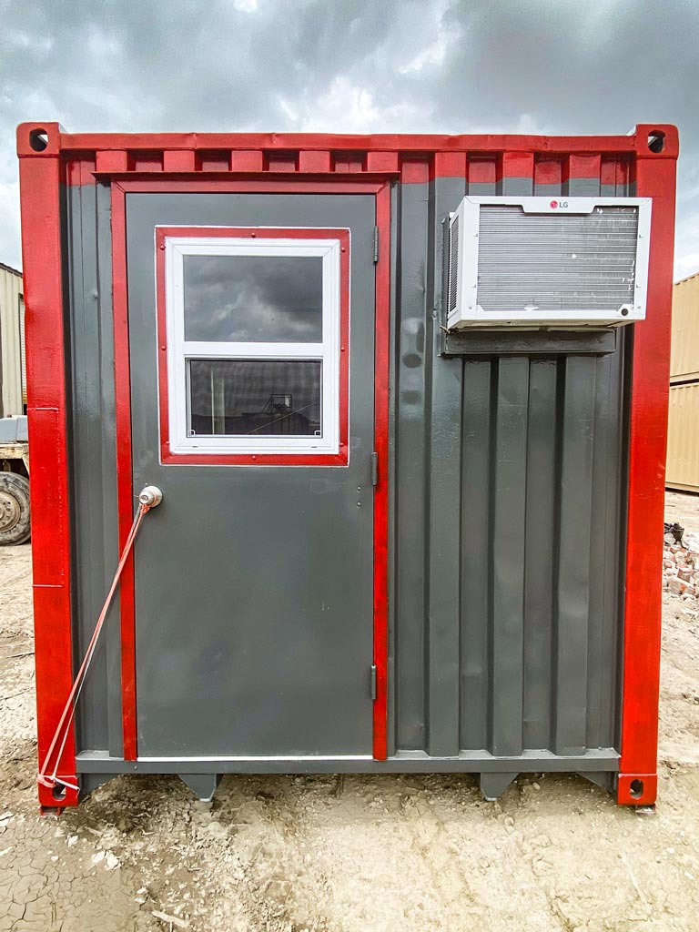 mobile hunting cabin door and AC